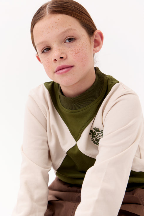 Crew Kids Gia Colorblock Sweatshirt Set in Green