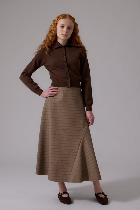 Soir Sloan Midi Skirt in Cocoa