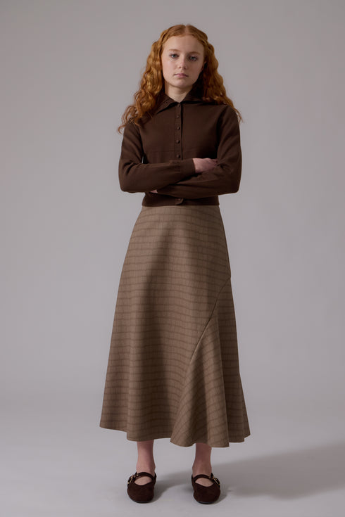 Soir Sloan Midi Skirt in Cocoa