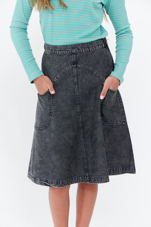 Crew Kids Monica Denim Skirt in Black