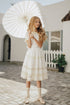 Pompomme Cream Lace Trimmed Dress