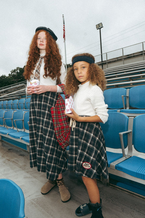 Sweet Threads Blue Plaid Tartan Midi Skirt
