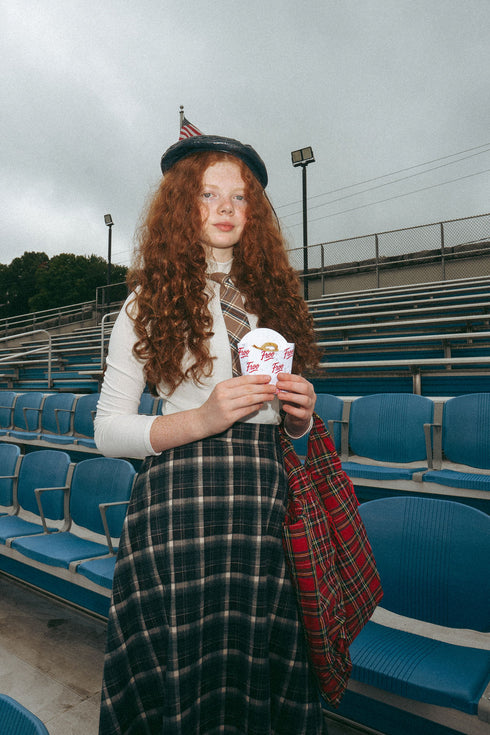 Sweet Threads Blue Plaid Tartan Midi Skirt