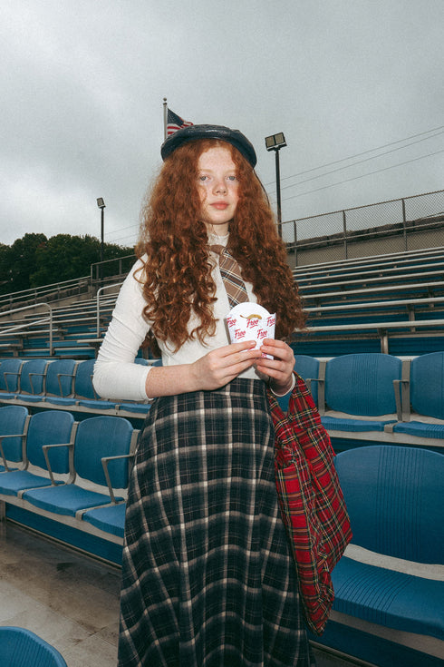 Sweet Threads Blue Plaid Tartan Midi Skirt