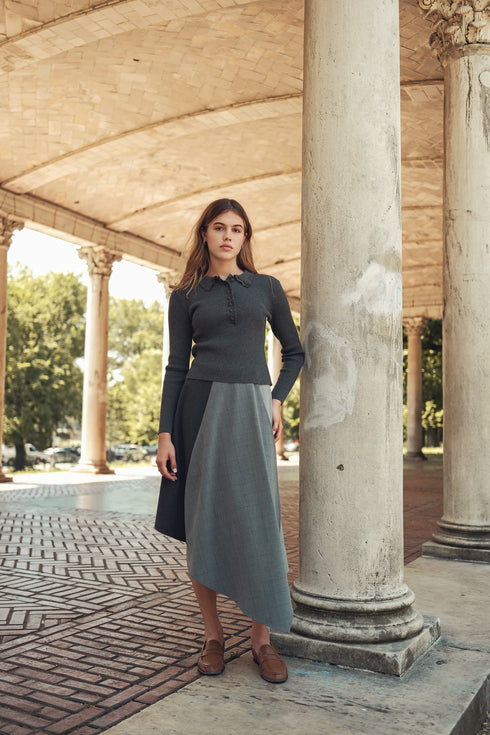 Soir Grey Claudia Wrap Midi Skirt