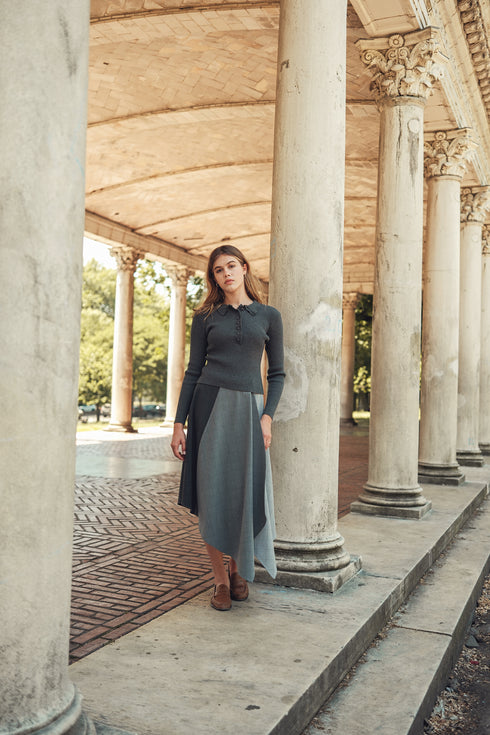 Soir Grey Claudia Wrap Midi Skirt