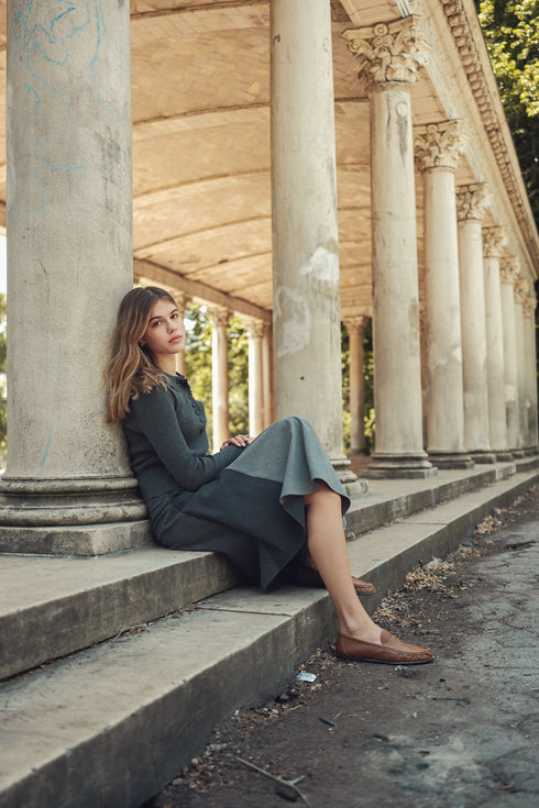 Soir Grey Claudia Wrap Midi Skirt