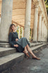 Soir Grey Claudia Wrap Midi Skirt