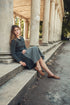 Soir Grey Claudia Wrap Midi Skirt