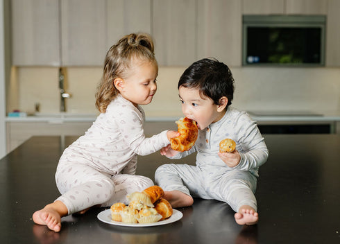 Pouf Breakfast Print Pajama in Grey