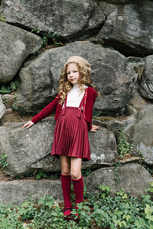 Lil Legs Fine Knit Cardigan in Deep Red