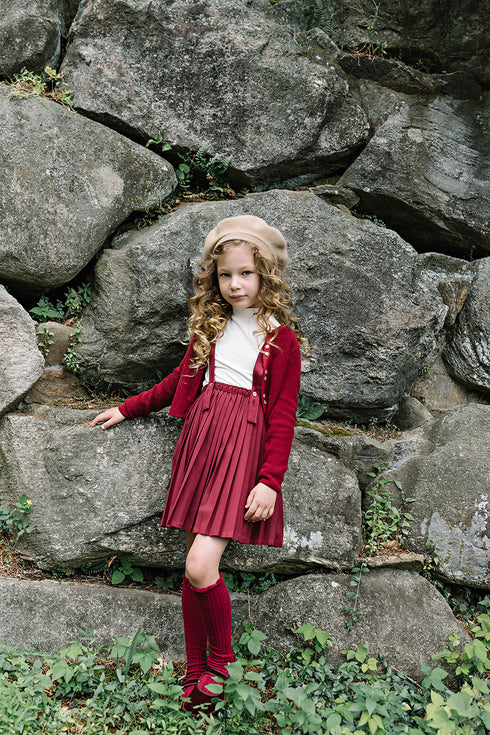 Lil Legs Fine Knit Cardigan in Deep Red