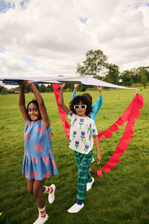 Wynken Drop Waist Denim Bow Dress