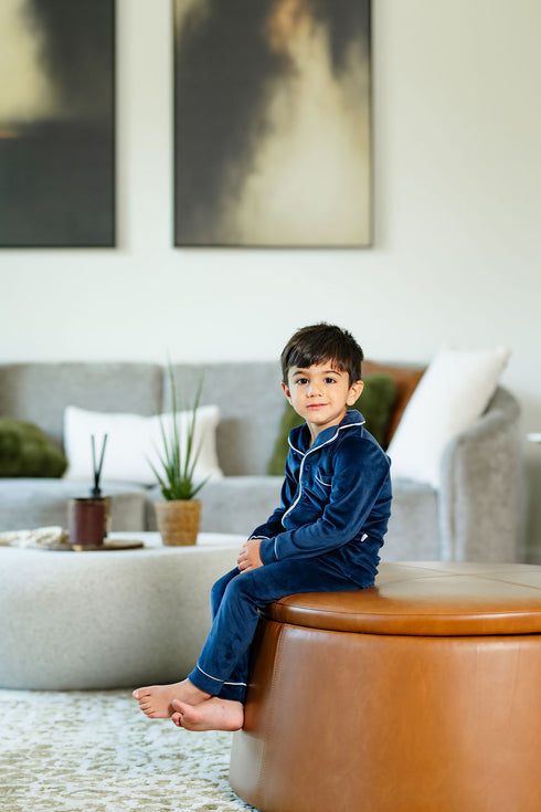 Pouf Navy Velour Grandpa Pajamas