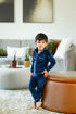 Pouf Navy Velour Grandpa Pajamas