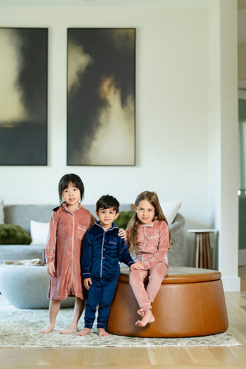 Pouf Navy Velour Grandpa Pajamas