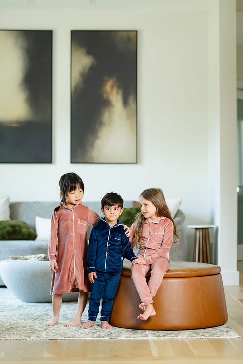 Pouf Velour Grandpa Pajamas in Pink