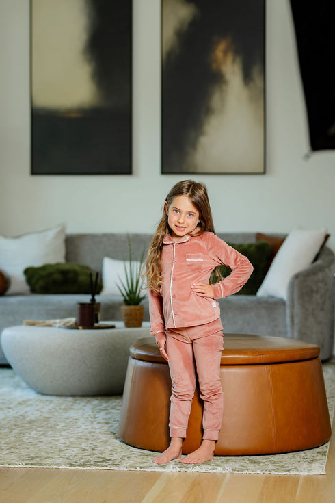 Pouf Velour Grandpa Pajamas in Pink