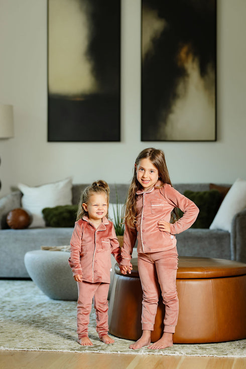 Pouf Velour Grandpa Pajamas in Pink