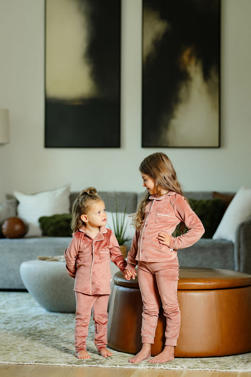 Pouf Velour Grandpa Pajamas in Pink