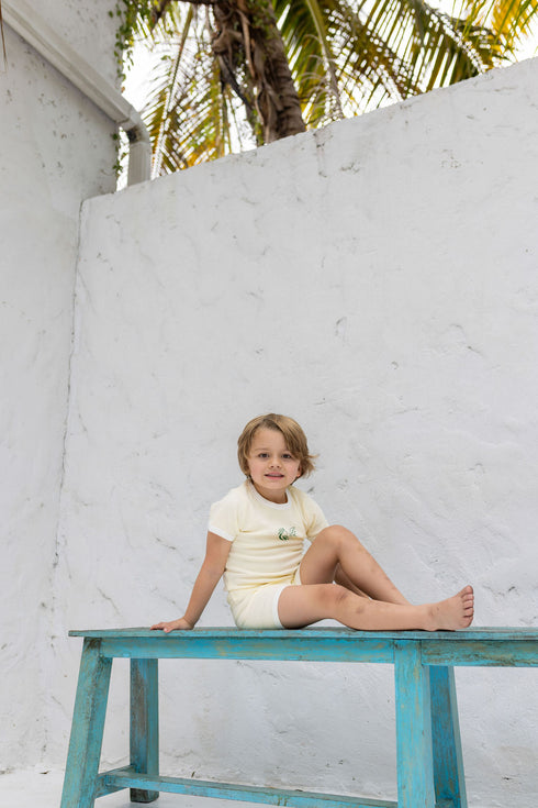Pouf Yellow Fruit Set