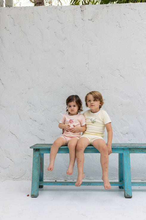 Pouf Yellow Fruit Set