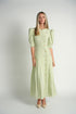 Ellie Makir Sage Pleated Silk Dress