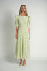 Ellie Makir Sage Pleated Silk Dress