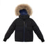 Ellabee Black & Blue Zipper Coat with Fur Hood