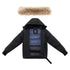 Ellabee Black & Blue Zipper Coat with Fur Hood