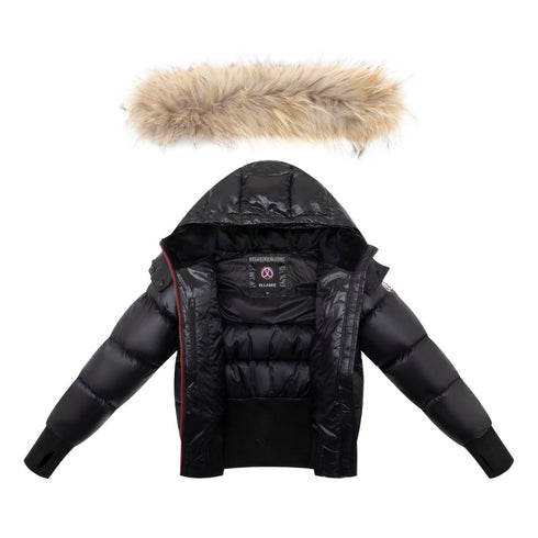 Ellabee Coat with Red Zipper & Natural Fur