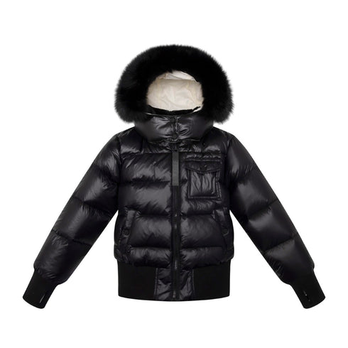Ellabee Coat with White Lining and Black Fur