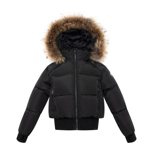 Ellabee Black Bomber with Natural Fur