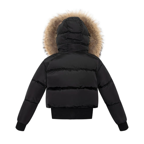 Ellabee Black Bomber with Natural Fur