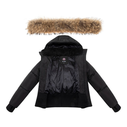Ellabee Black Bomber with Natural Fur