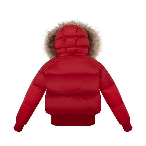 Ellabee Red Bomber with Natural Fur