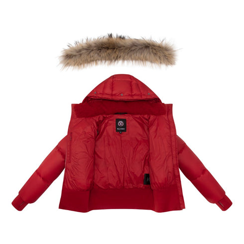 Ellabee Red Bomber with Natural Fur