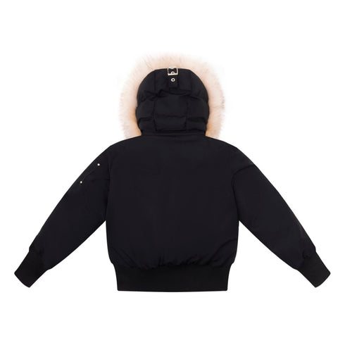 Ellabee Black Bomber with Gold Fur & Pom Poms