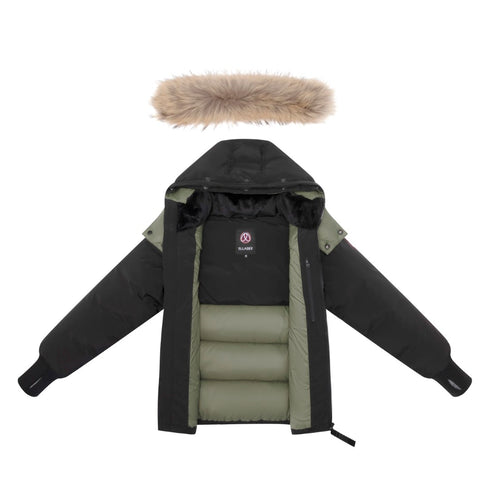 Ellabee Black Corduroy Coat with Green Lining