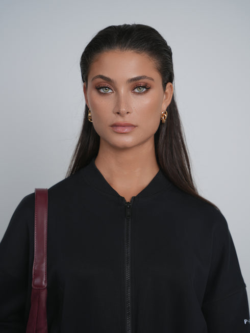 Point Black Zip Up Sweat Dress