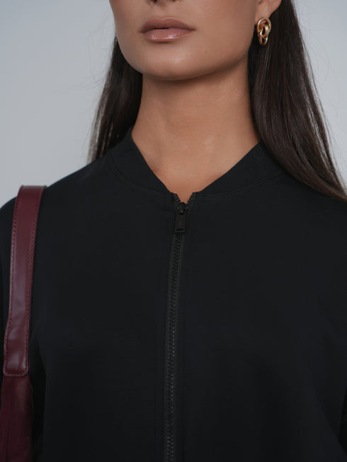 Point Black Zip Up Sweat Dress