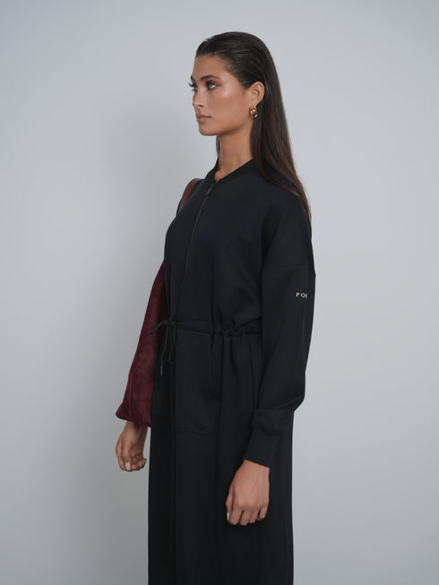 Point Black Zip Up Sweat Dress