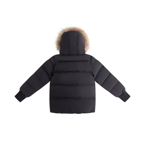 Ellabee Coat with Blue Zipper & Natural Fur