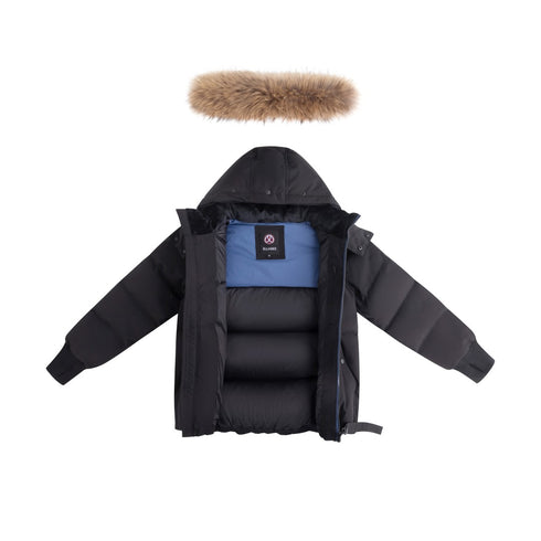 Ellabee Coat with Blue Zipper & Natural Fur