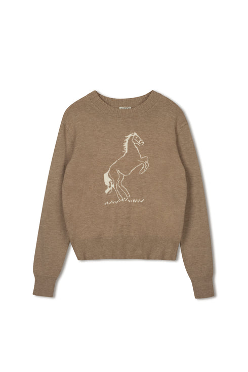 Point Riding Sweater in Taupe Melange