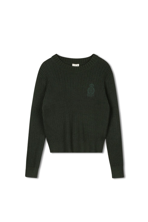 Point Cable Crest Sweater in Hunter