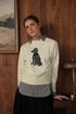 Point Jacquard Crew Sweater in Cream
