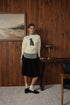 Point Jacquard Crew Sweater in Cream