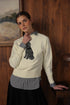 Point Jacquard Crew Sweater in Cream
