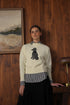 Point Jacquard Crew Sweater in Cream